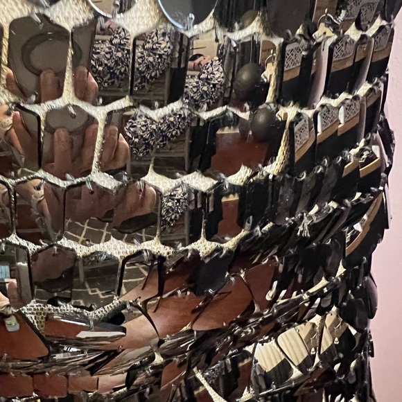 Musani Gold Gray Sequin Mini Dress - Metallic Party Bodycon - Picture 3 of 8